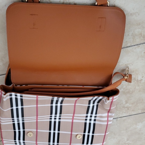 Limited Ed. Loulu Pink Beige Black White Plaid Backpack Bag - Picture 10 of 13